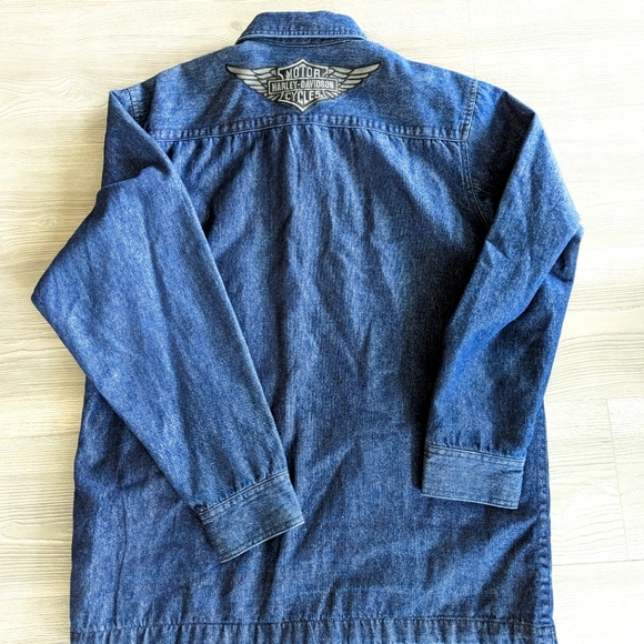 Harley-Davidson Men's Denim Button Down Lined Long Sleeve Shirt - Picture 6 of 7